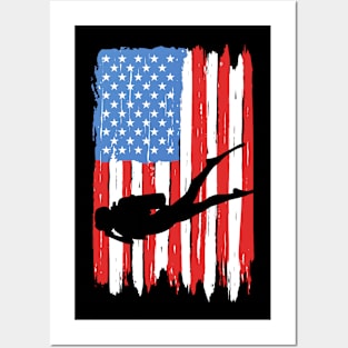 American Flag Diving Graphic Posters and Art